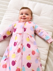 JoJo Maman Bébé Pink Happy Apples 3.5 Tog Baby Sleeping Bag - Image 1 of 2