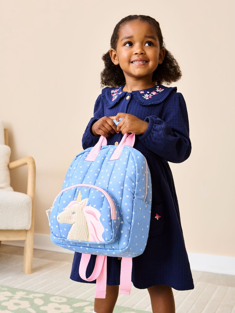 Blau mit Einhorn-Muster - Jojo Maman Bébé Rucksack mit Figurendesign - Bild 1 von 2