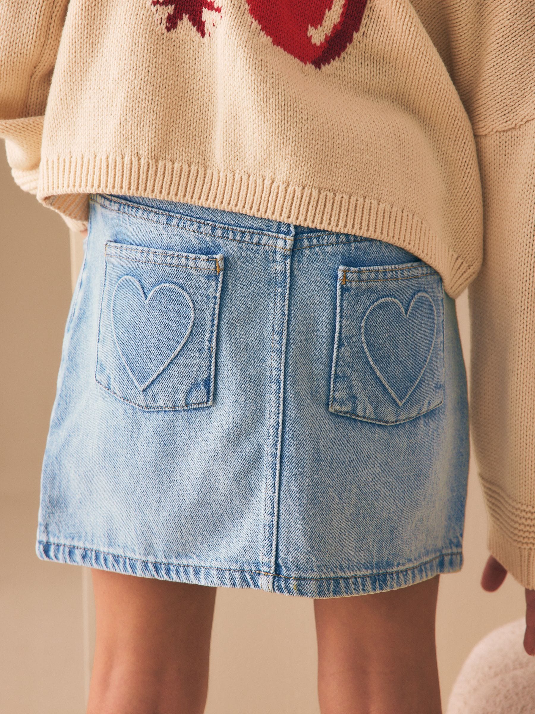 Buy Light Blue Heart Pocket Denim Skirt (3-16yrs) from Next Australia