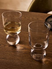 Set of 2 Clear Ball Footed Tumbler Glasses - Image 2 of 4
