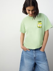 Lime Green Oversized Washed Pickle Jars Food Graphic Print Short Sleeve Crew Neck T-Shirt - Image 2 of 7