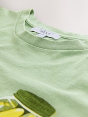 Lime Green Oversized Washed Pickle Jars Food Graphic Print Short Sleeve Crew Neck T-Shirt - Image 7 of 7