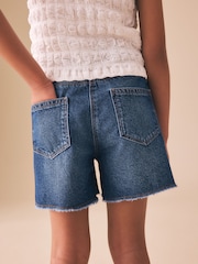 Albastru închis din denim - Pantaloni scurți din denim cu margine destrămată (3-16ani) - Imaginea 3 din 8