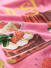 Raspberry Pink Oversized Washed Cake Sweet Treats Food Graphic Print Short Sleeve Crew Neck T-Shirt - Image 7 of 7