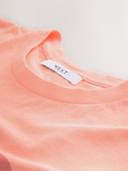 Fluro Orange Oversized Washed Bright LA City Graphic Print Short Sleeve Crew Neck T-Shirt - Image 6 of 6