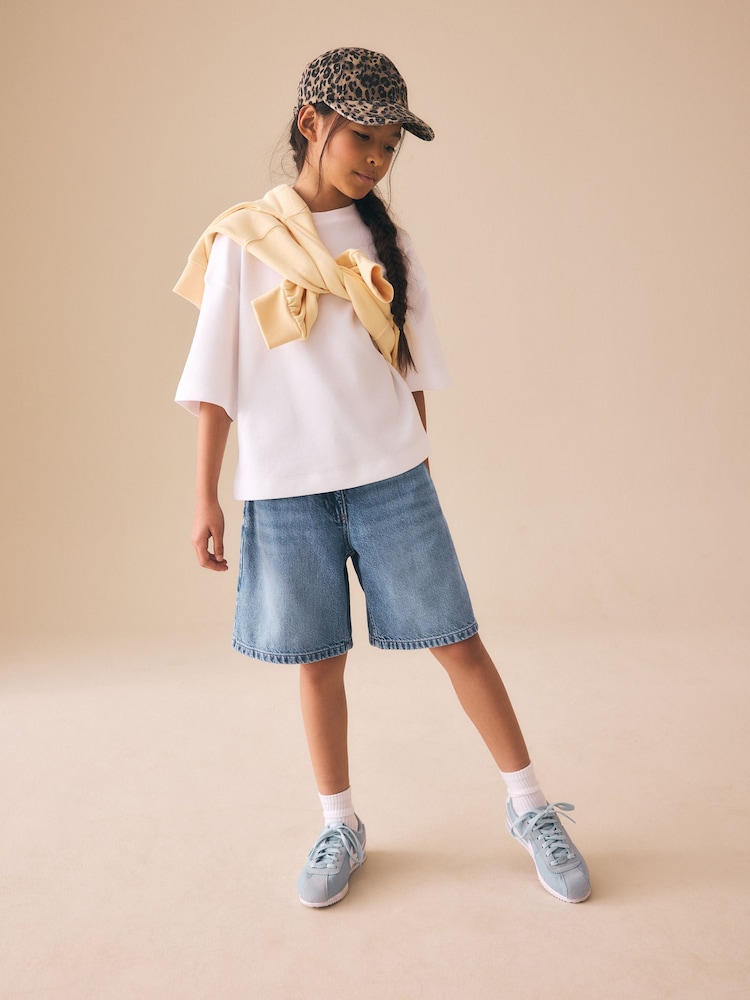 Mid Blue Regular Length Relaxed Denim Shorts (3-16yrs) - Image 1 of 8