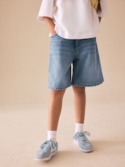 Mid Blue Regular Length Relaxed Denim Shorts (3-16yrs) - Image 4 of 8