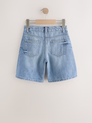 Mid Blue Regular Length Relaxed Denim Shorts (3-16yrs) - Image 6 of 8