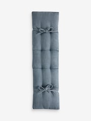 Relaxed Linen Look Mid Blue Dining Bench Cushion - Image 1 of 3