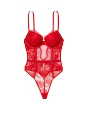 Victoria's Secret Lipstick Red Add 2 Cups Lace Bodysuit - Image 3 of 3