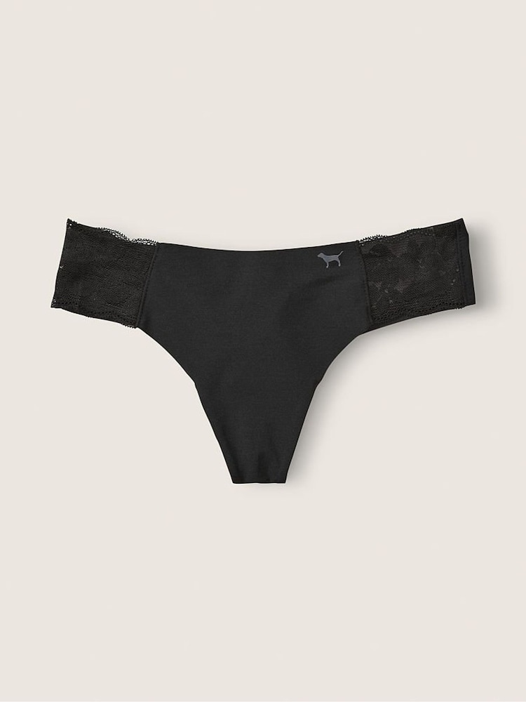 Victoria's Secret PINK Black Thong No Show Lace Knickers - Image 1 of 2