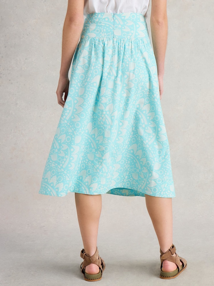 White Stuff Blue Charlotte Midi Cotton Skirt - Image 2 of 6 White Stuff Blue Charlotte Midi Cotton Skirt - Image 2 of 6