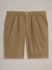 Natural - Shorts de mistura de linho com cordão branco - Imagem 5 de 6