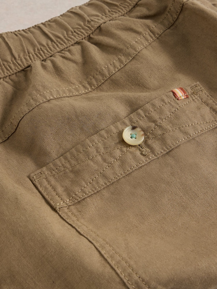 Natural - Shorts de mistura de linho com cordão branco - Imagem 6 de 6