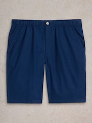Azul - Shorts de mistura de linho com cordão branco - Imagem 5 de 6