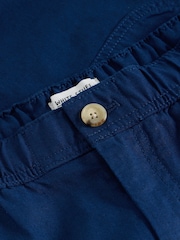 Azul - Shorts de mistura de linho com cordão branco - Imagem 6 de 6