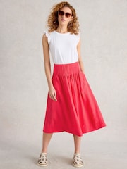 White Stuff Pink Charlotte Midi Skirt - Image 3 of 6