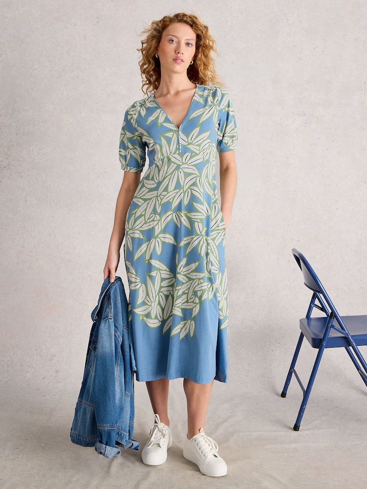 White Stuff Blue Megan Jersey Dress - Image 1 of 6