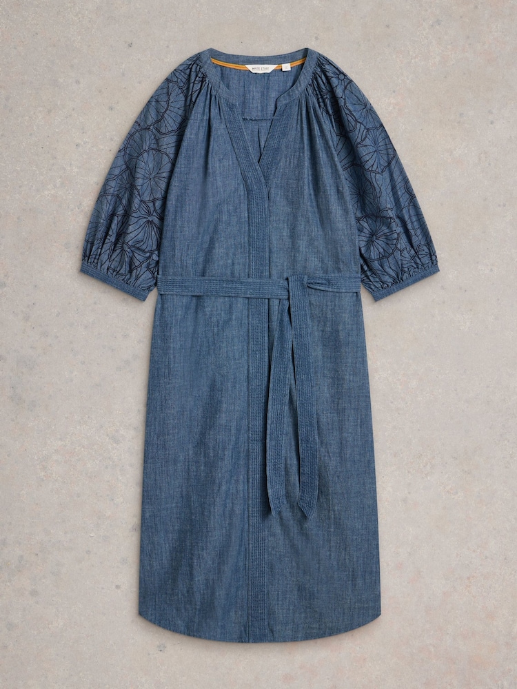 White Stuff Blue 100% Organic Cotton Finley Chambray Dress - Image 1 of 2 White Stuff Blue 100% Organic Cotton Finley Chambray Dress - Image 1 of 2