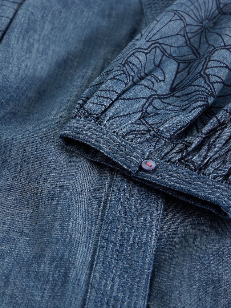 White Stuff Blue 100% Organic Cotton Finley Chambray Dress - Image 2 of 2