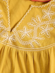 White Stuff Yellow Callie Frill 100% Cotton Blouses - Image 6 of 6