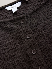 Chocolate Brown Textured Button Through Waistcoat - Image 6 of 7