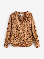 Multi Leopard Print V-Neck Blouse - Image 1 of 1