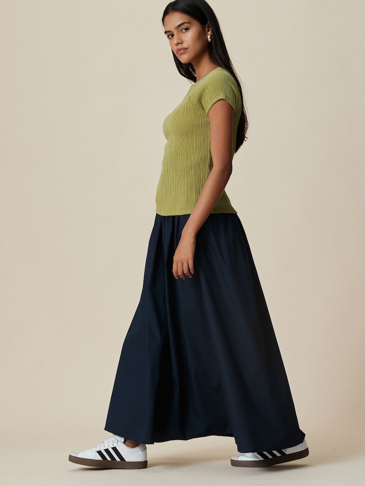 Khaki Green Raglan Short Sleeve Textured Top - Image 2 of 4