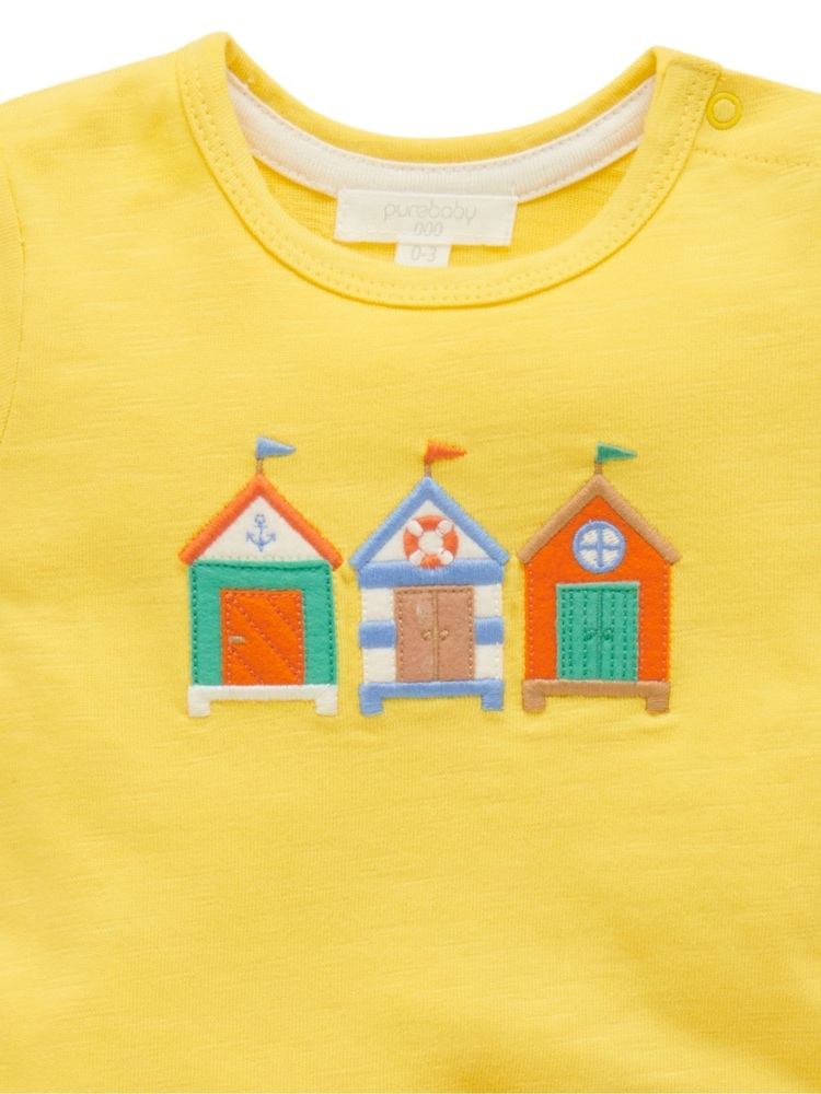 Purebaby Yellow 100% Cotton Resort T-Shirt And Shorts Set - Image 2 of 4