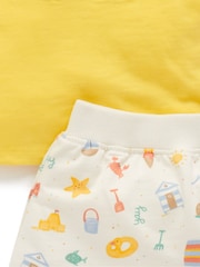 Purebaby Yellow 100% Cotton Resort T-Shirt And Shorts Set - Image 3 of 4
