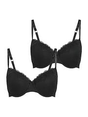 Hunkemöller Secret Lace Padded Underwired Black Bras 2 Pack - Image 1 of 2