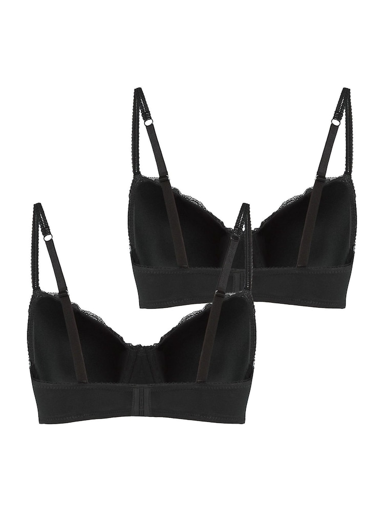 Hunkemöller Secret Lace Padded Underwired Black Bras 2 Pack - Image 2 of 2