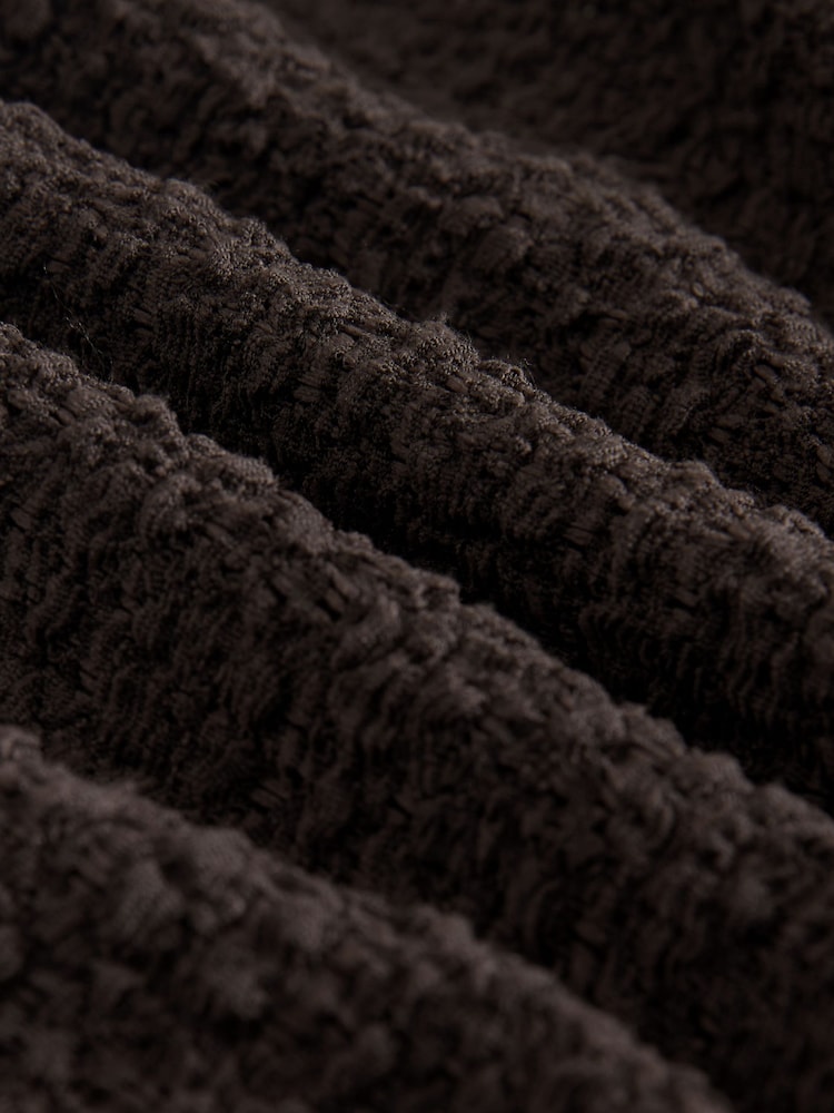 Chocolate Brown Textured High Neck Long Sleeve Top - Image 3 of 3