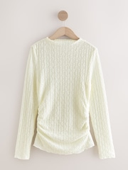 Ecru Textured High Neck Long Sleeve Top - Image 6 of 8