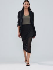 Black Mesh Midi Pencil Skirt - Image 1 of 5