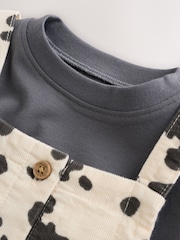 نقشة بقرة بلون رمادي/كريمي - طقم من 2 قطعة من دنغري وبودي سوت للبيبي (0شهر -3سنوات) - صورة 10 من 16