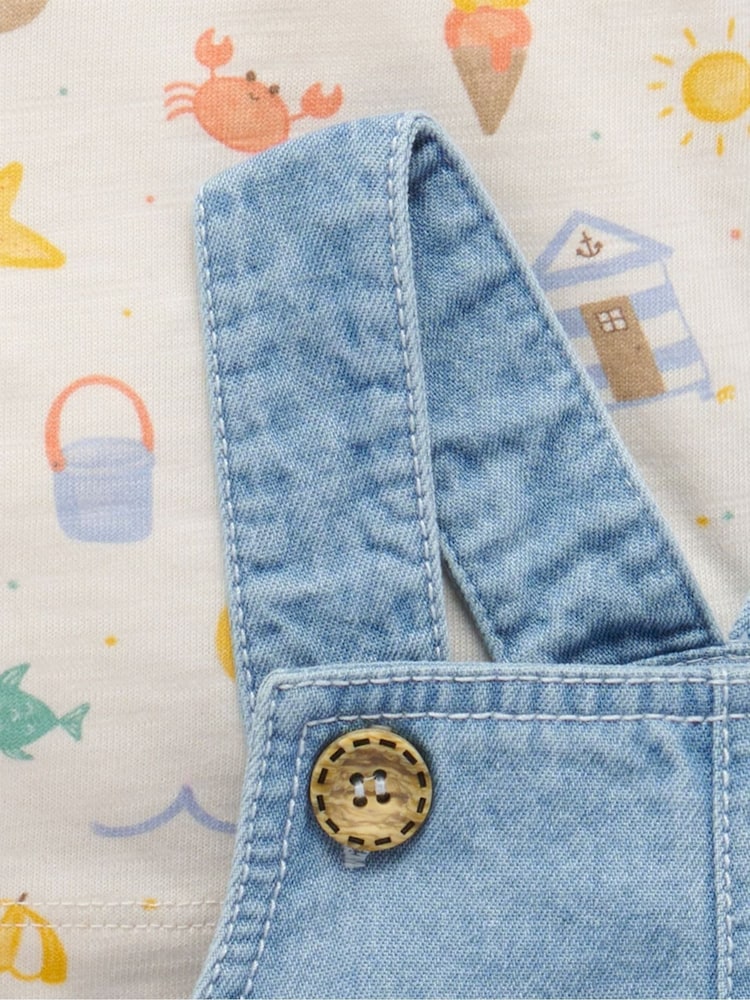 Purebaby Blue Dungaree And T-Shirt Set - Image 4 of 4