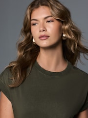 Washed Khaki Green Jersey Sarong Tie T-Shirt Dress - Image 4 of 8