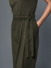 Washed Khaki Green Jersey Sarong Tie T-Shirt Dress - Image 5 of 8