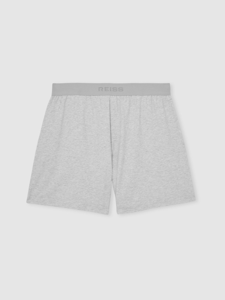 Reiss Soft Grey Fleet Cotton Jersey Logo-Waistband Shorts with Stretch - Image 2 of 6