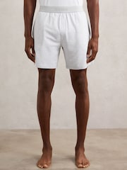 Reiss Soft Grey Fleet Cotton Jersey Logo-Waistband Shorts with Stretch - Image 3 of 6