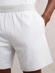Reiss Soft Grey Fleet Cotton Jersey Logo-Waistband Shorts with Stretch - Image 4 of 6