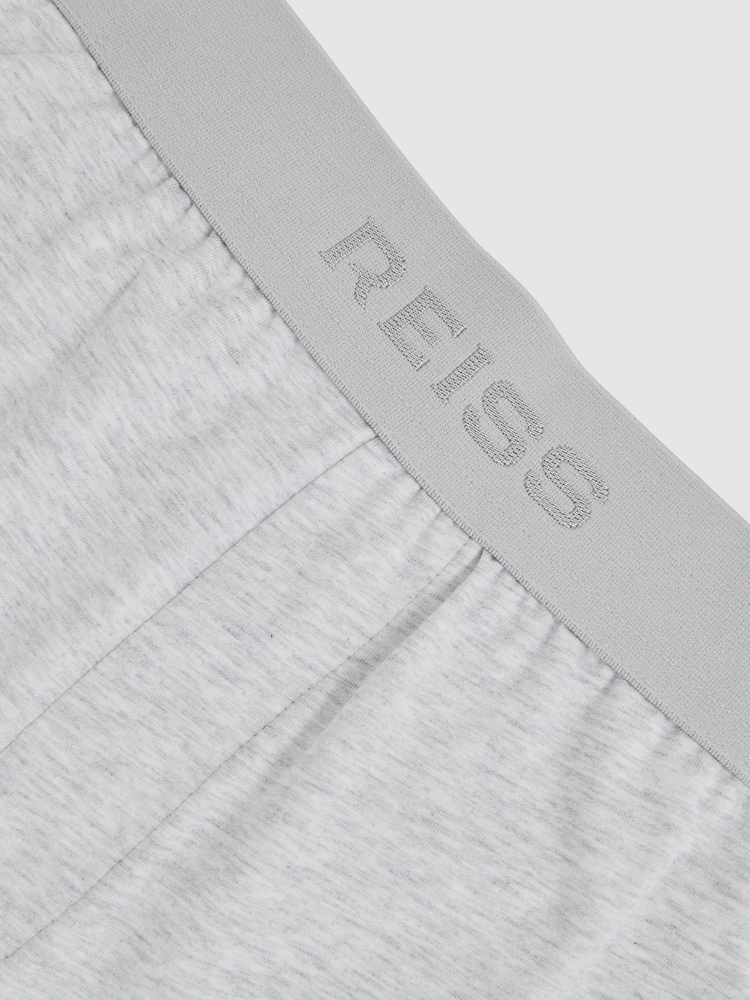 Reiss Soft Grey Fleet Cotton Jersey Logo-Waistband Shorts with Stretch - Image 6 of 6