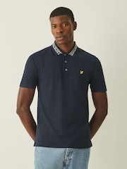 Lyle & Scott Blue Logo Ribbed Polo Shirt - Image 1 of 4