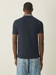 Lyle & Scott Blue Logo Ribbed Polo Shirt - Image 2 of 4