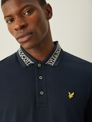 Lyle & Scott Blue Logo Ribbed Polo Shirt - Image 4 of 4