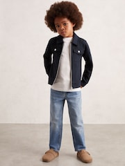Reiss Navy Blue Medina Interlock Zip Through Overshirt - Image 3 of 4