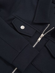 Reiss Navy Blue Medina Interlock Zip Through Overshirt - Image 4 of 4