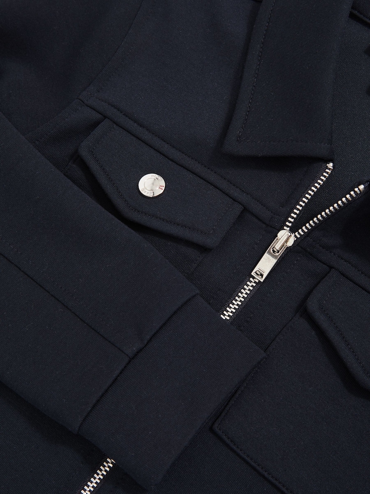 Reiss Navy Blue Medina Interlock Zip Through Overshirt - Image 4 of 4