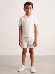 Reiss White Wills Textured Half Zip Polo Shirt - Image 3 of 4
